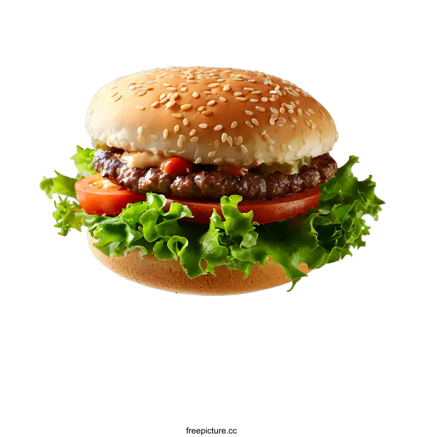 [Transparent Background PNG]Classic Cheeseburger with Sesame Seed Bun