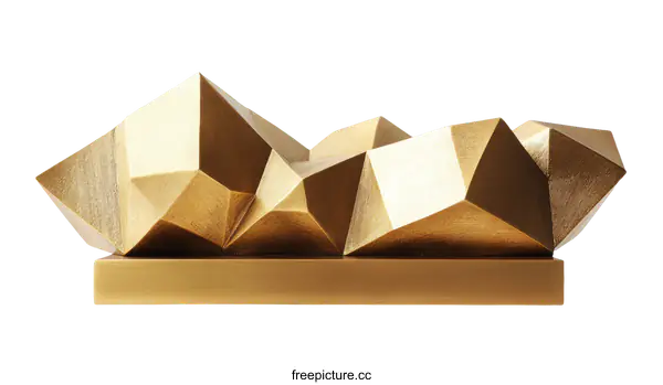 [Transparent Background PNG]Geometric Gold Sculpture Display