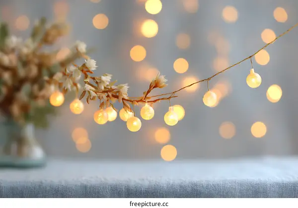 Elegant Christmas Lights Decoration with Dried Flowers
