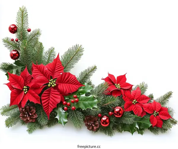 Christmas Decoration Arrangement on White Background