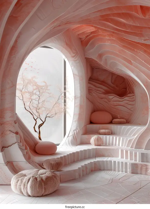 Pink Stone Interior Design Illustration