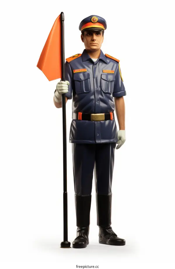 Indian Railway employee holding a red flag