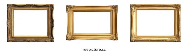 Three Elegant Gold Picture Frames