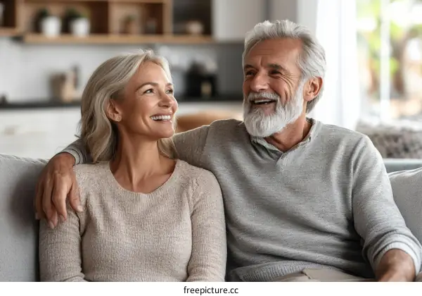 Happy Senior Couple Relaxing at Home
