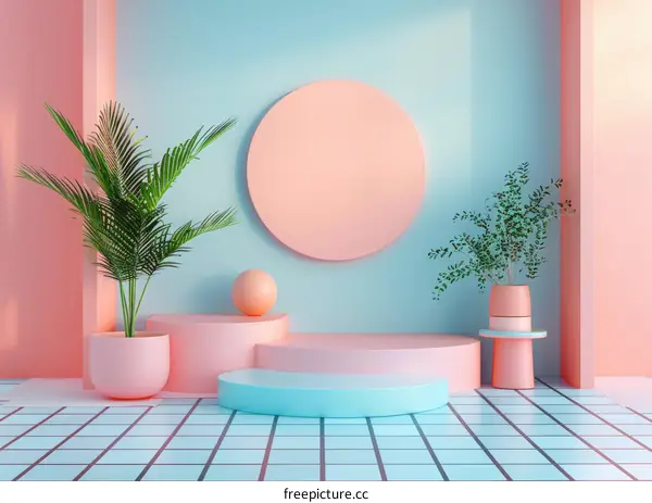Pastel Colored Geometric Display Studio