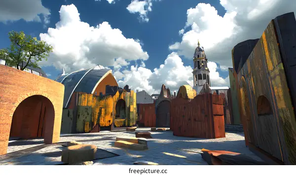 Digital Art Illustration of a Post Apocalyptic City