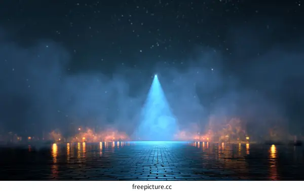 Mystical Night Scene with Neon Light