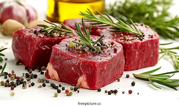 Fresh Beef Steaks with Herbs and Spices