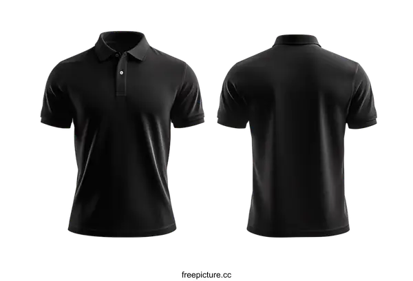 [Transparent Background PNG]Blank Black Polo Shirt Mockup