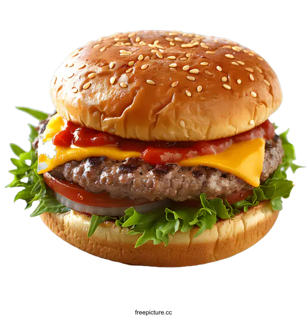 [Transparent Background PNG]Delicious Cheeseburger on White Background