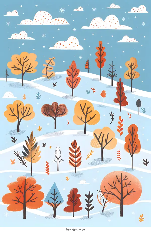 Winter Landscape with Trees and Snow