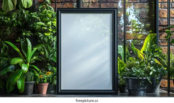 Blank Frame in a Green Plant Display