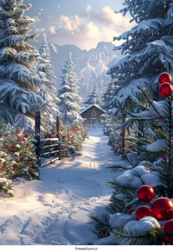 Winter Wonderland Snow-Covered Mountain Path