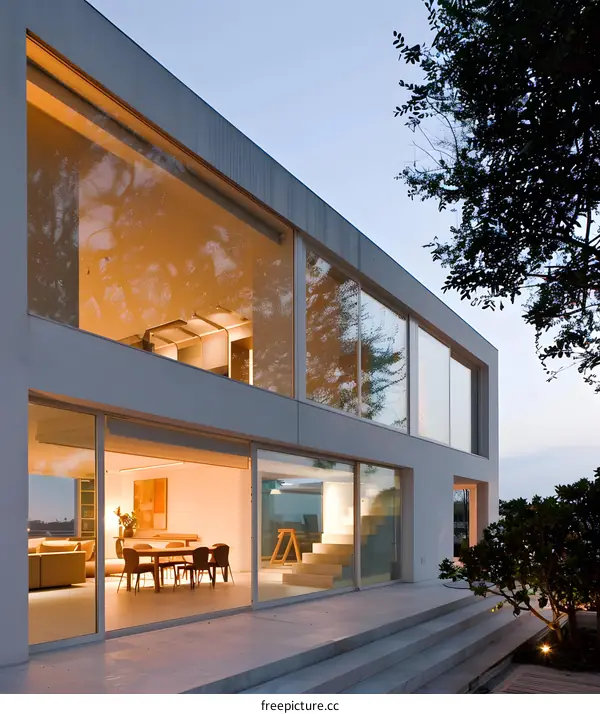 Modern Minimalist House With Large Windows and Outdoor Patio