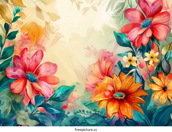 vibrant watercolor floral background