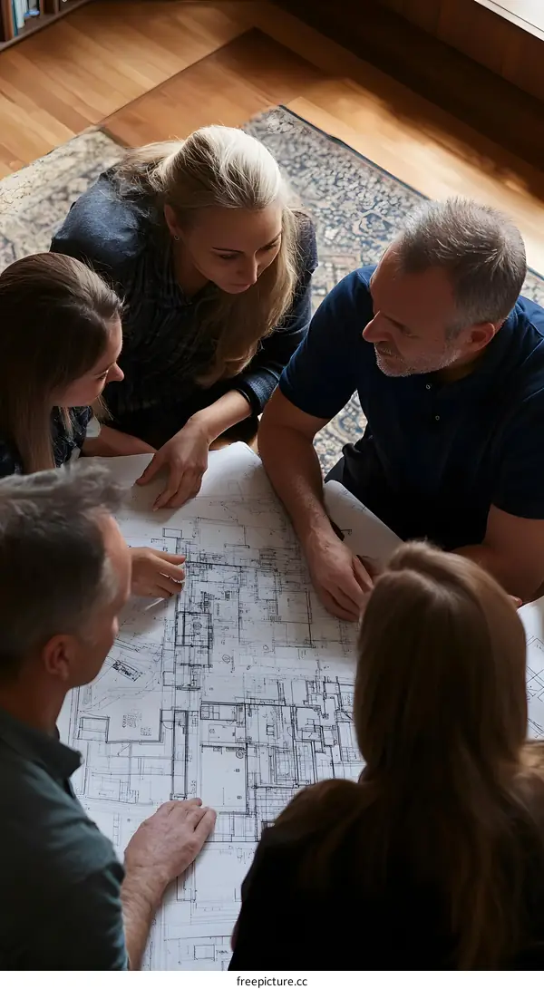 Group of People Discussing Floor Plan