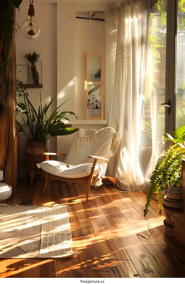 Sunlight Streaming Through Window in Cozy Living Room