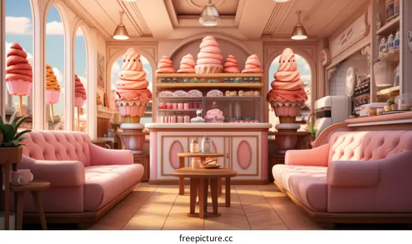 pink fantasy ice cream shop