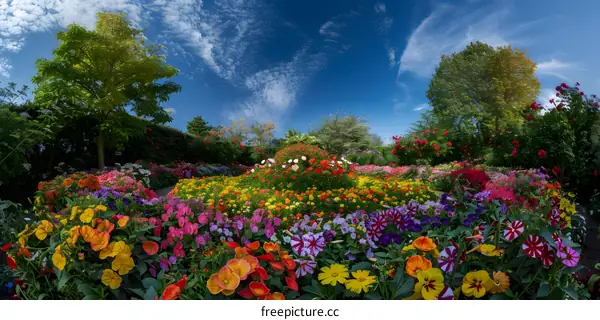 Colorful Flowers Blooming In A Summer Garden