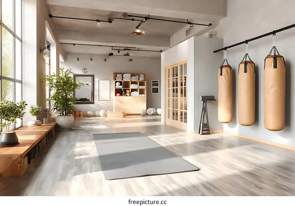 Modern Fitness Studio Interior Design Illustration