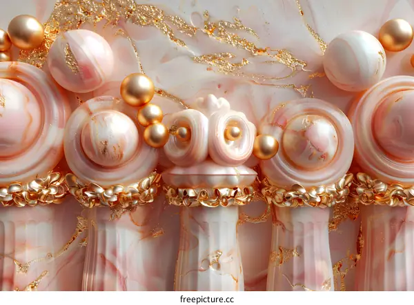 Pink Marble Relief Carved Disc