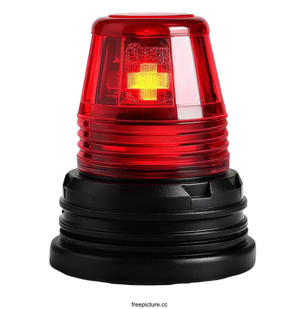 [Transparent Background PNG]Red LED Warning Light with Cross Symbol