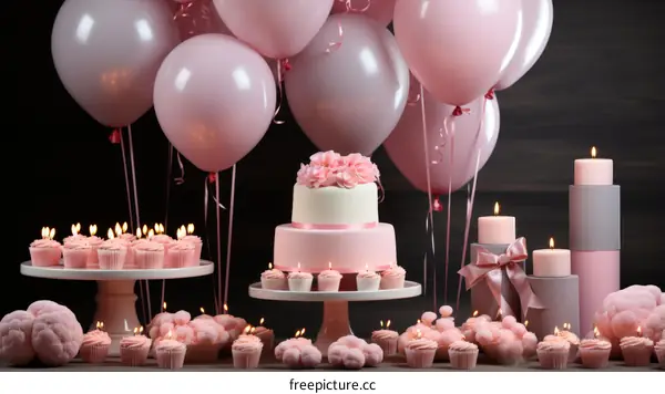 Pink and Gray Birthday Party Decorations