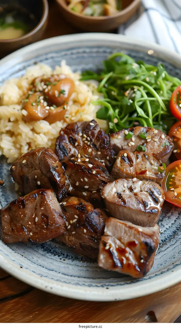 Grilled Beef Rice Bowl with Sesame Seeds