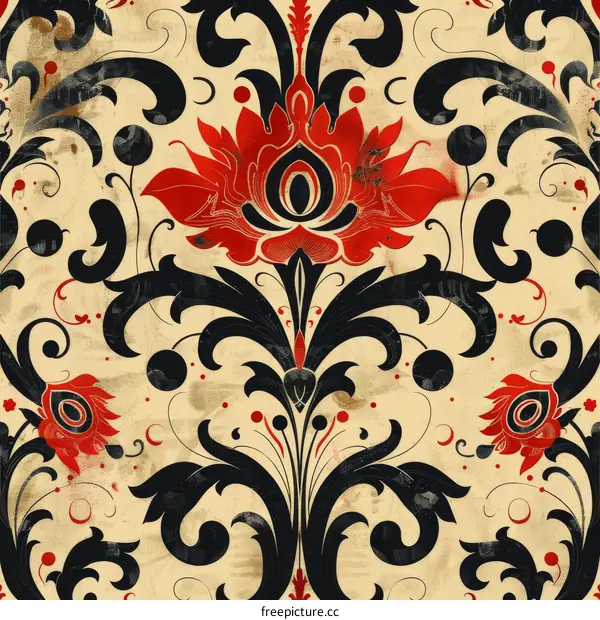 Red and Black Floral Design