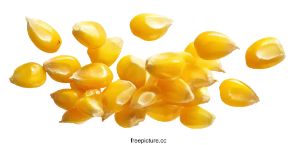[Transparent Background PNG]Yellow Corn Kernels in Mid-Air