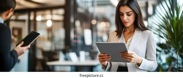 Businesswoman using a tablet computer in office