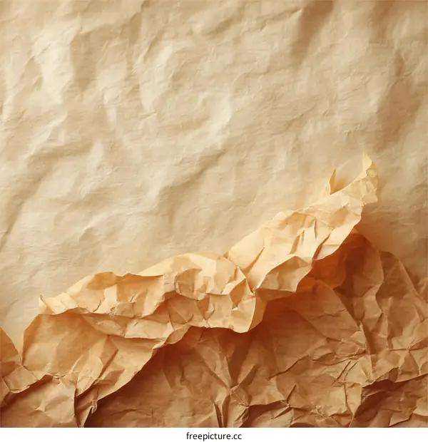 Crumpled Kraft Paper Texture Background