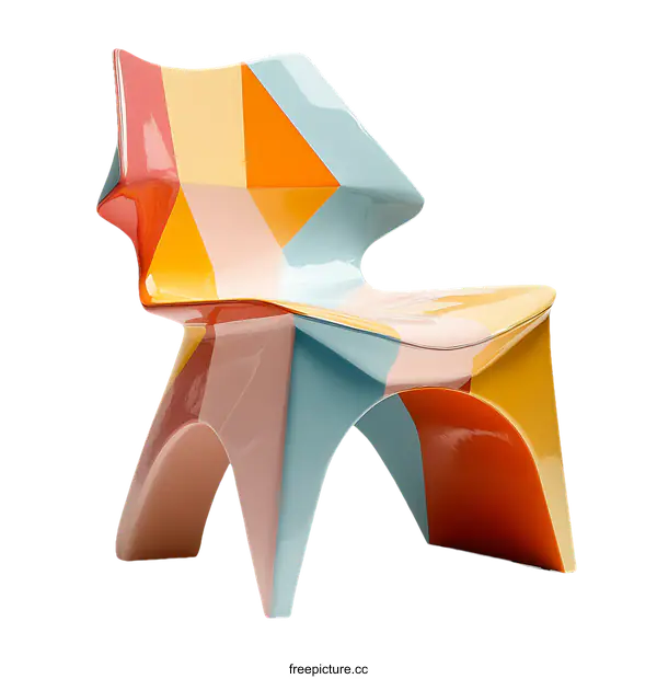 [Transparent Background PNG]Colorful Geometric Design Chair
