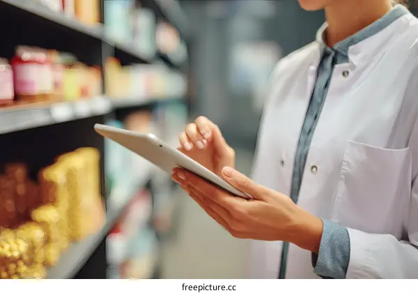 Woman Checking Inventory in Grocery Store