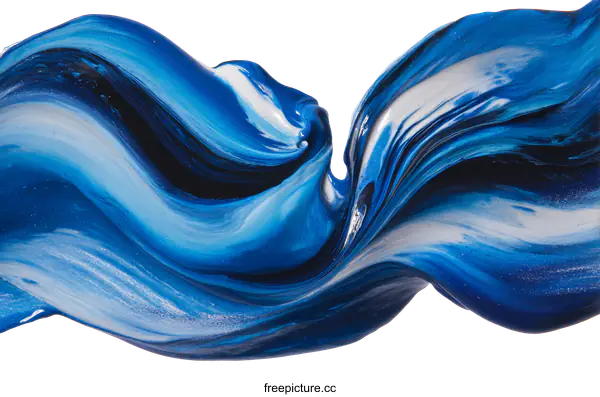 [Transparent Background PNG]Abstract Blue and White Paint Flow