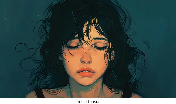 portrait of a crying anime girl