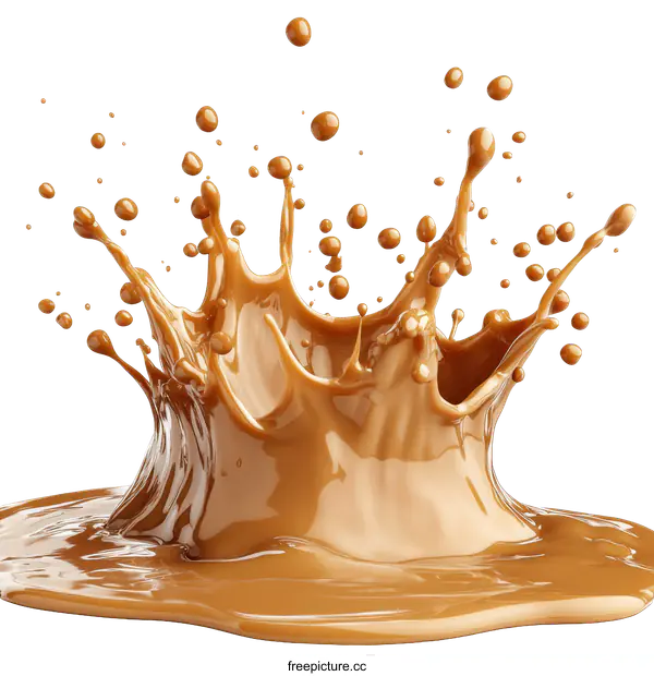 [Transparent Background PNG]Delicious Caramel Coffee Splash Illustration