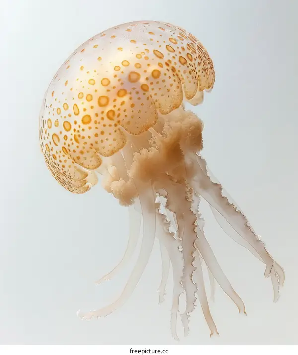 A beautiful jellyfish with long, trailing tentacles