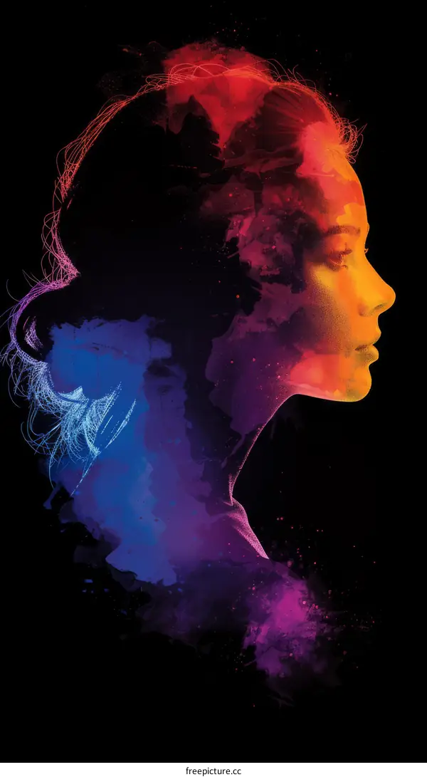 Colorful portrait of a woman's face