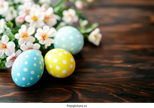 Easter Eggs Decorated on Wooden Surface