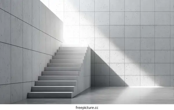 Modern Concrete Stairs Leading to Light