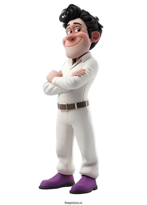 [Transparent Background PNG]3D Cartoon Man with Arms Crossed