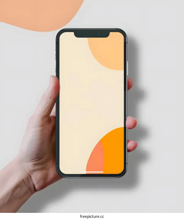 Hand Holding a Smartphone with Minimalist Background