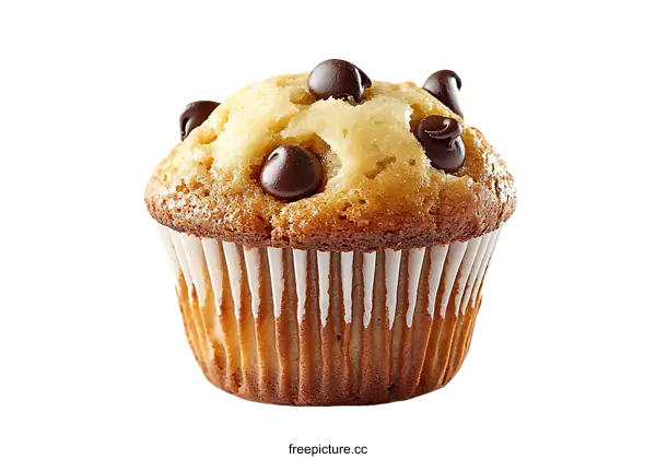 [Transparent Background PNG]Delicious Chocolate Chip Muffin Close-up