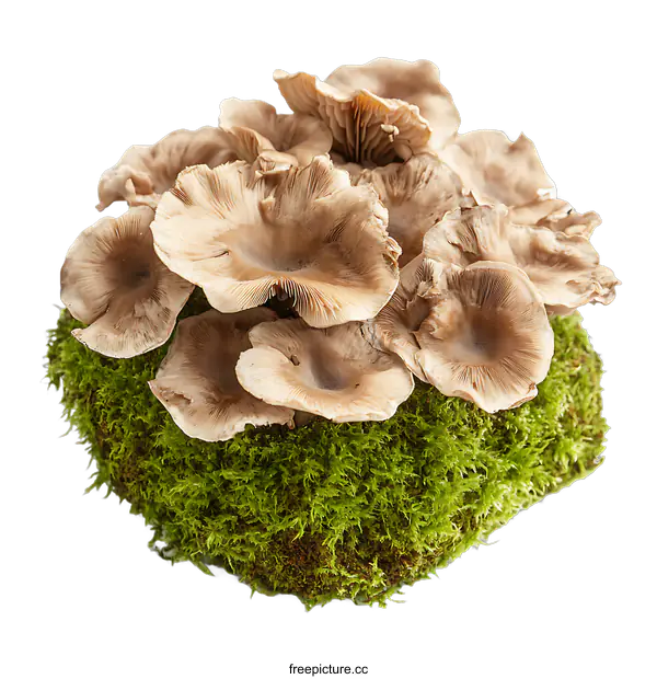 [Transparent Background PNG]Mushrooms on Green Moss Against transparent background