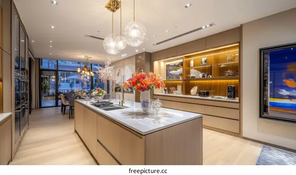 Modern Luxury Kitchen Dining Area with Elegant Decor
