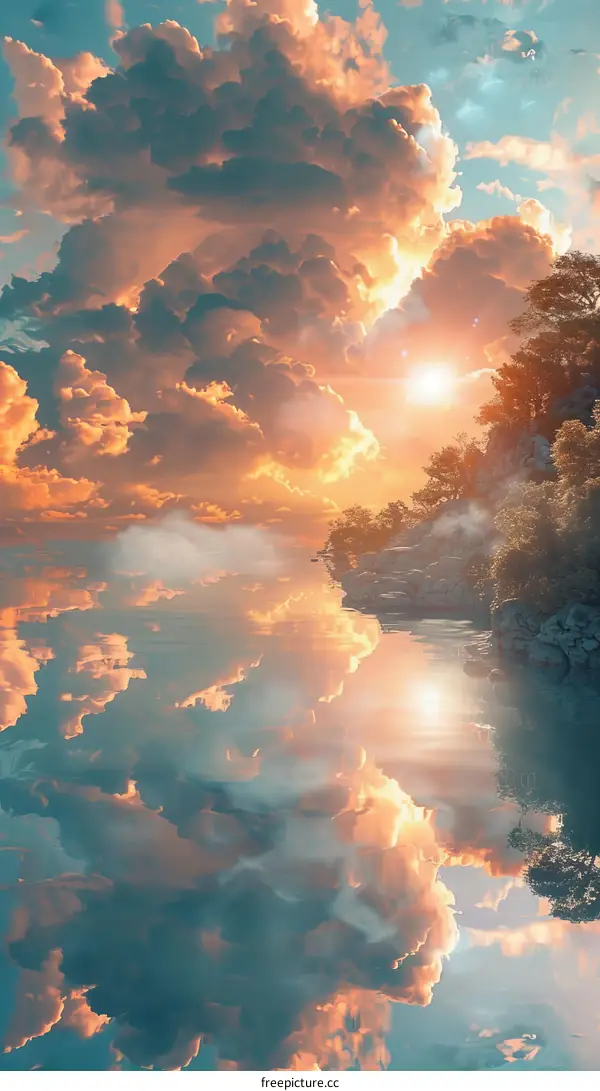 Mesmerizing Sunset Over Tranquil Lake