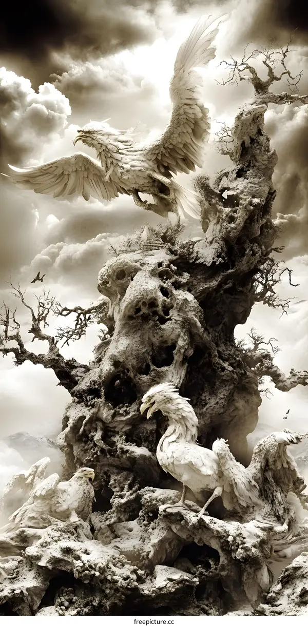 White Birds in a Surreal Tree