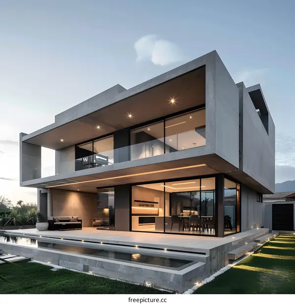 Modern Concrete House with Swimming Pool
