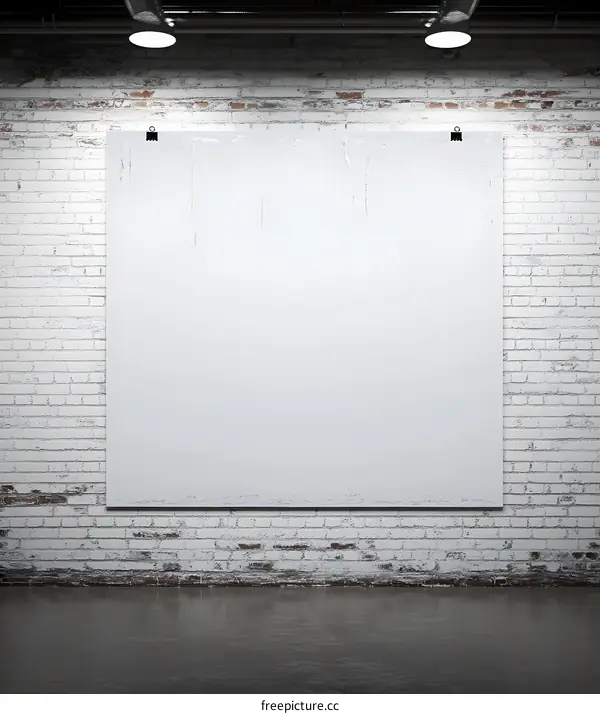 Blank White Poster Mockup on Brick Wall